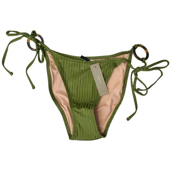 2/$15 NWT J. Crew Wide-Rib Curved-Waist Cheeky String Bikini Bottom Green Size M - Picture 2 of 8